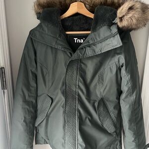 Tna Green Women summit parka Jacket with Fur Hood